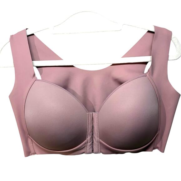 Women's Front Snap Bra 42/95 Pink Padded Comfort Seamless Front Closure Blush - Picture 1 of 7